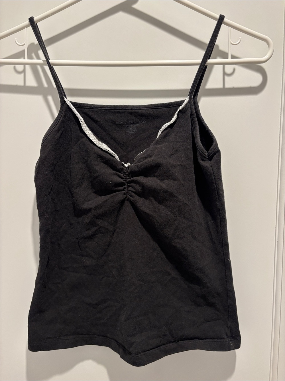 Brandy Melville Black Camisole with White Lace Trim
